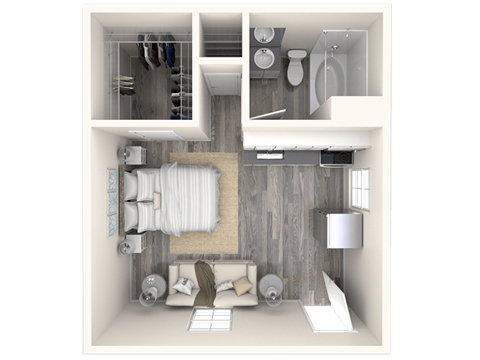 Floor plan for studio, 1 bath, 317 sqft